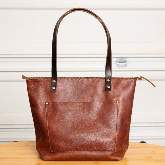 Large Leather Tote in Nutmeg - Picture 1 of 6